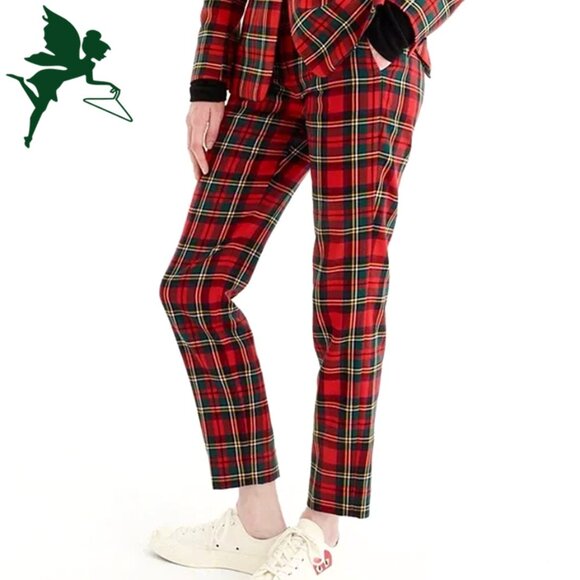 J. CREW Cameron Tartan Plaid Stretch Cropped Pants - Picture 1 of 6